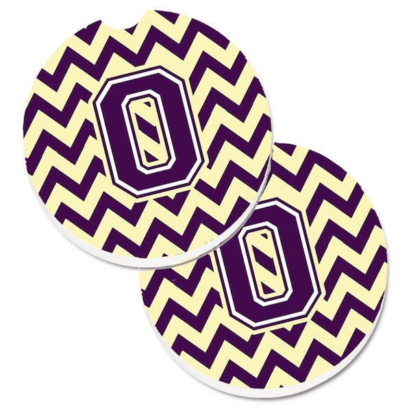 Carolines Treasures Letter O Chevron Purple and Gold Cup Holder Car Coaster, PK2 CJ1058-OCARC - main